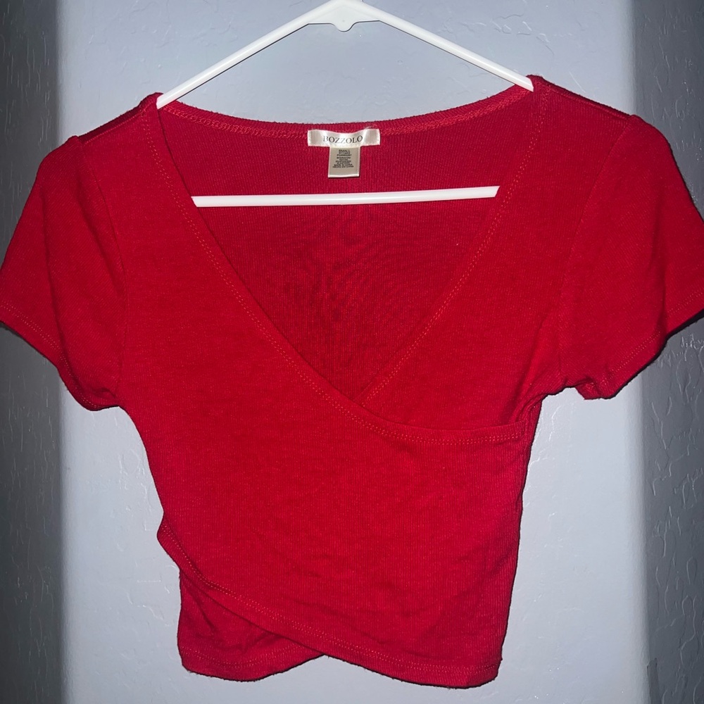 Bozzolo Red V-Neck Crop Top